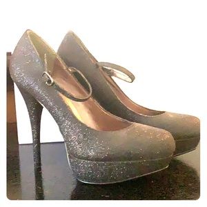 Steve Madden black sparkle platform heels